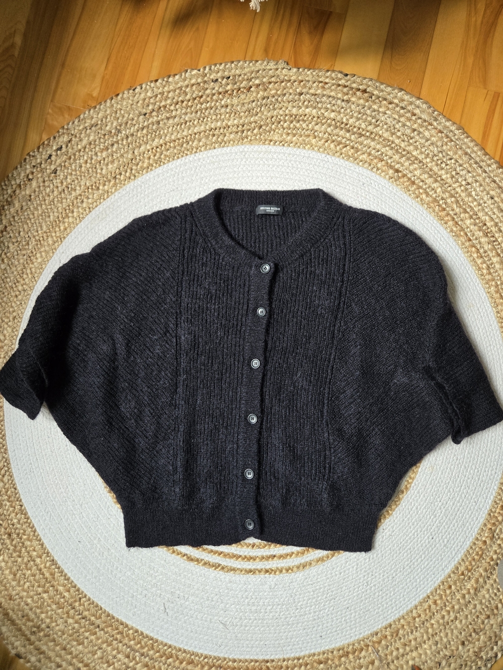 Bruuns Bazaar Black Batwing Sleeve Knit Cardigan Quiet Luxury Capsule Wardrobe M